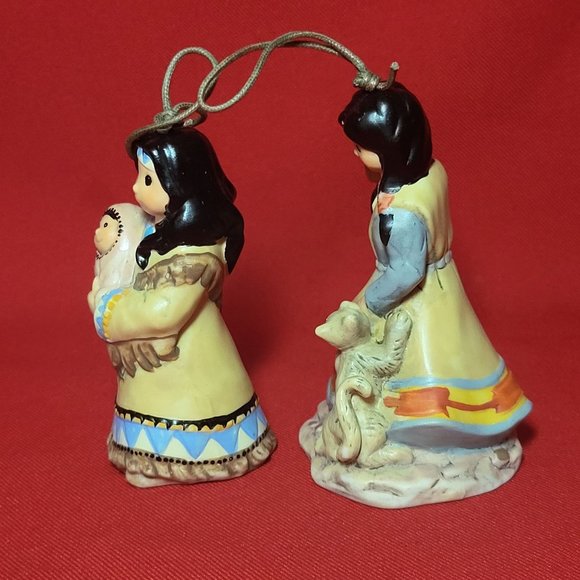 Native American Indian Figurine Bell Ornaments Set of 2 - Picture 8 of 13